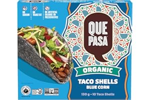 Que Pasa Organic Blue Corn Taco Shells, 130 g (Pack of 1), Gluten Free, Non-GMO, by Nature's Path