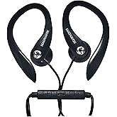 Magnavox MHP4854-BK Earhook Earbuds with Microphone in Black | Available in Black &amp; White | Extra Value Comfort Stereo | Durable Rubberized Cable