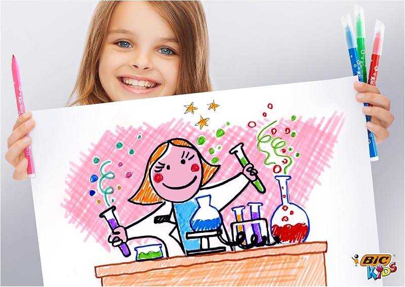 Bic kids - marcadores kid couleur ponta média, contagem 24 (pacote com 1), pacote especial, cores sortidas
