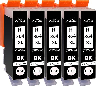Supply Guy 5 x HP 364XL Black Ink Cartridges Compatible for HP DeskJet OfficeJet