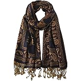 Nonakgado Reversible Paisley Pashmina Rave Scarf Shawl-Soft Silky Pashmina Wraps for Women Evening Dresses