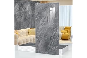 CHEJIAYE 10pcs Marble Peel and Stick Waterproof Wall Panels,Heat-Resistant Backsplash Tile, 23.6"x11.8" PVC Foam Wall Sticker for Kitchen,Living Rooms, Bedrooms TV Walls,Grey (Not Real Tile 19.4Sq. Ft.)