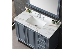 Runboll 43 Inch Bathroom Vanity Top with Undermount Rectangular Sink, 4" Backsplash, Pre-Drilled 3 Faucet Holes, 43"x22" Vanity Sink Tops for Bathroom Vanity Replacement (Cabinet Not Included)