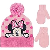 Disney Minnie Mouse Beanie Hat and Gloves Set, Kids Winter Knit Cap and Mittens