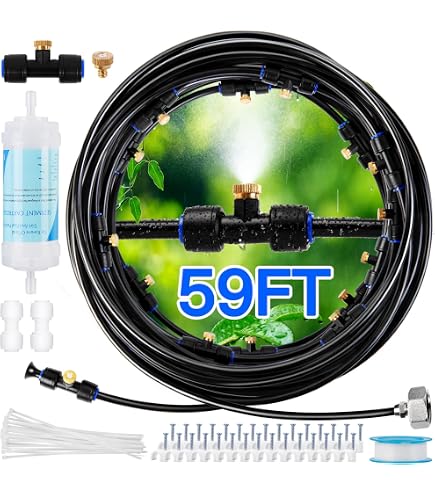 Wovilon Outdoor Patio Misting System, Water Mist Hose Kit for Garden