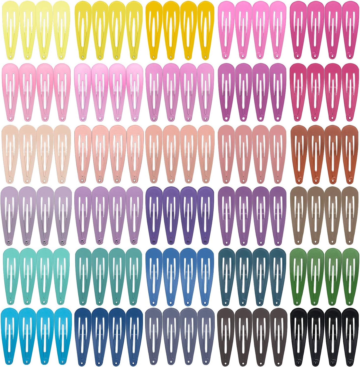 habibee 120 pcs Matte Hair Clips 2 Inch Barrettes for Girls Solid Colors Non-Slip Metal Snap Clips Toddler Girl Hair Accessories