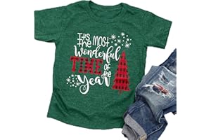 LAZYCHILD Christmas Shirts Toddler Boys Girls Xmas Buffalo Plaid Trees T-Shirt Christmas Graphic Tees Holiday Tops