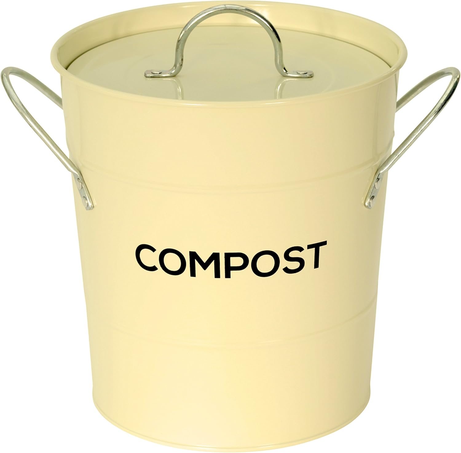 Cream Metal Kitchen Compost Caddy Composting Bin for Food Waste