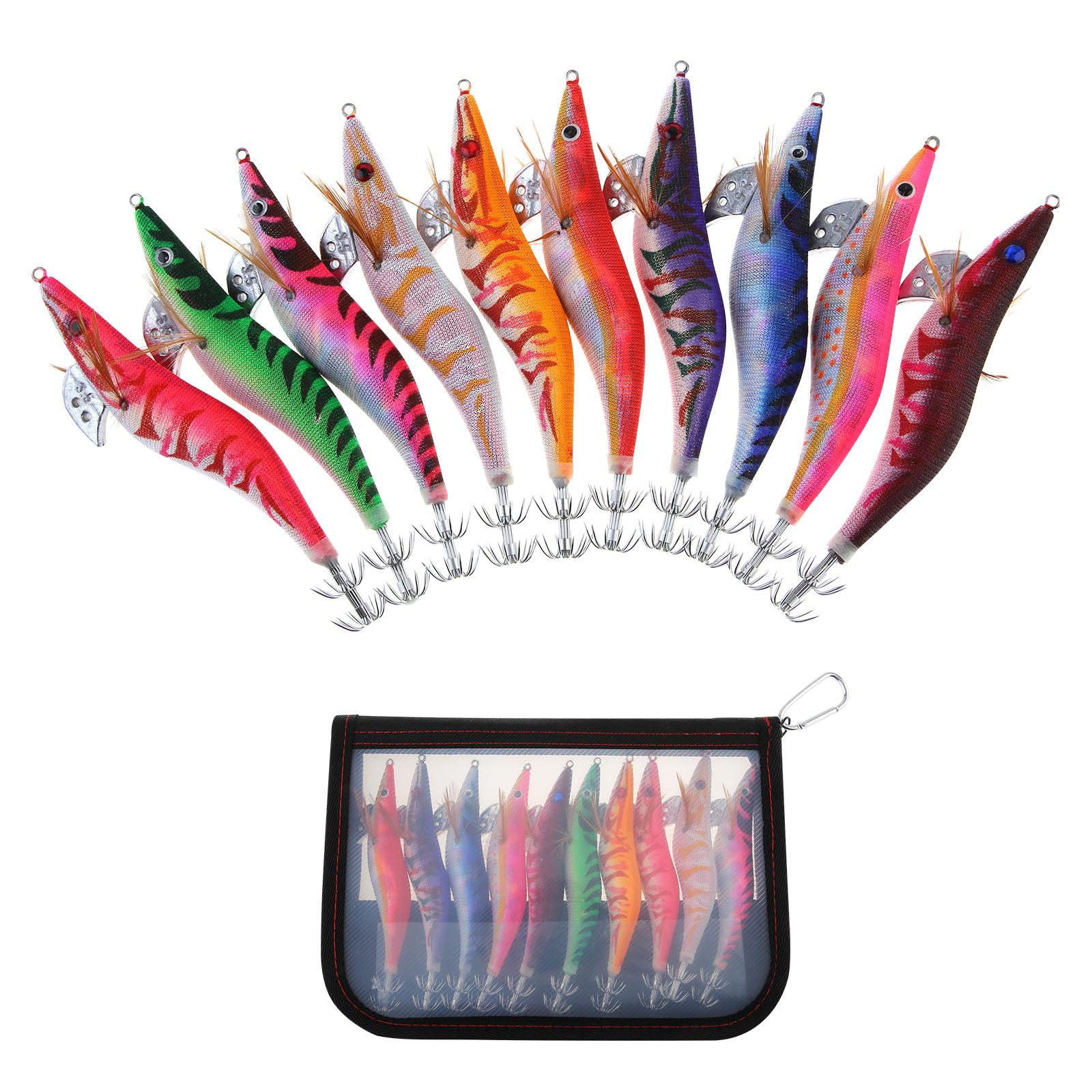 OriGlam 10pcs Luminous Sea Fishing Lures - Squid, Shrimp & Octopus Baits (13.5cm 19g)
