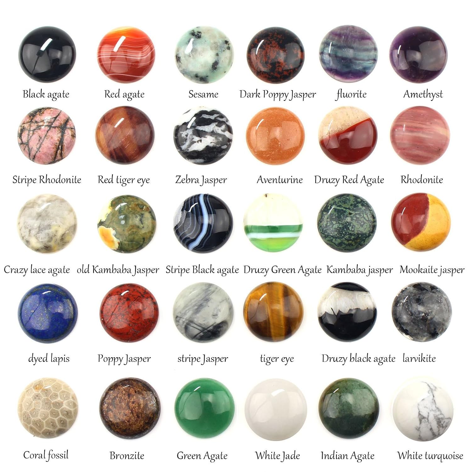 Mixture of Precious Stones Types of Jasper Agate Round