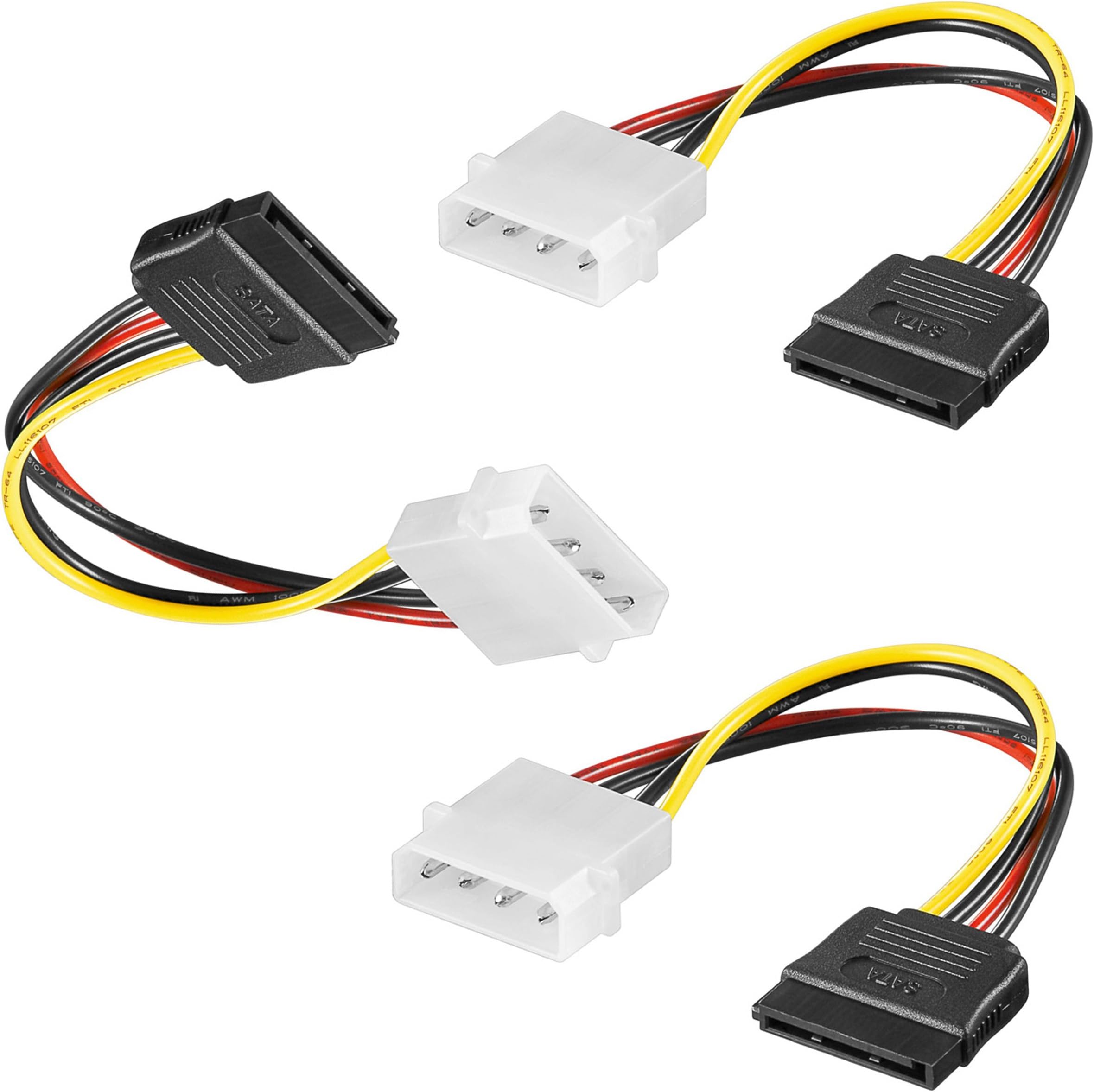 Maxima Trade Set Power-Adapter 3 x SATA Cable (Plug To 4-Pin S-ata) 13 cm Black