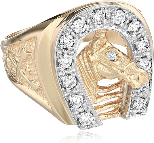 Men's 10k Two-Tone Gold Diamond Horseshoe Ring (0.50 cttw, H-I Color ...