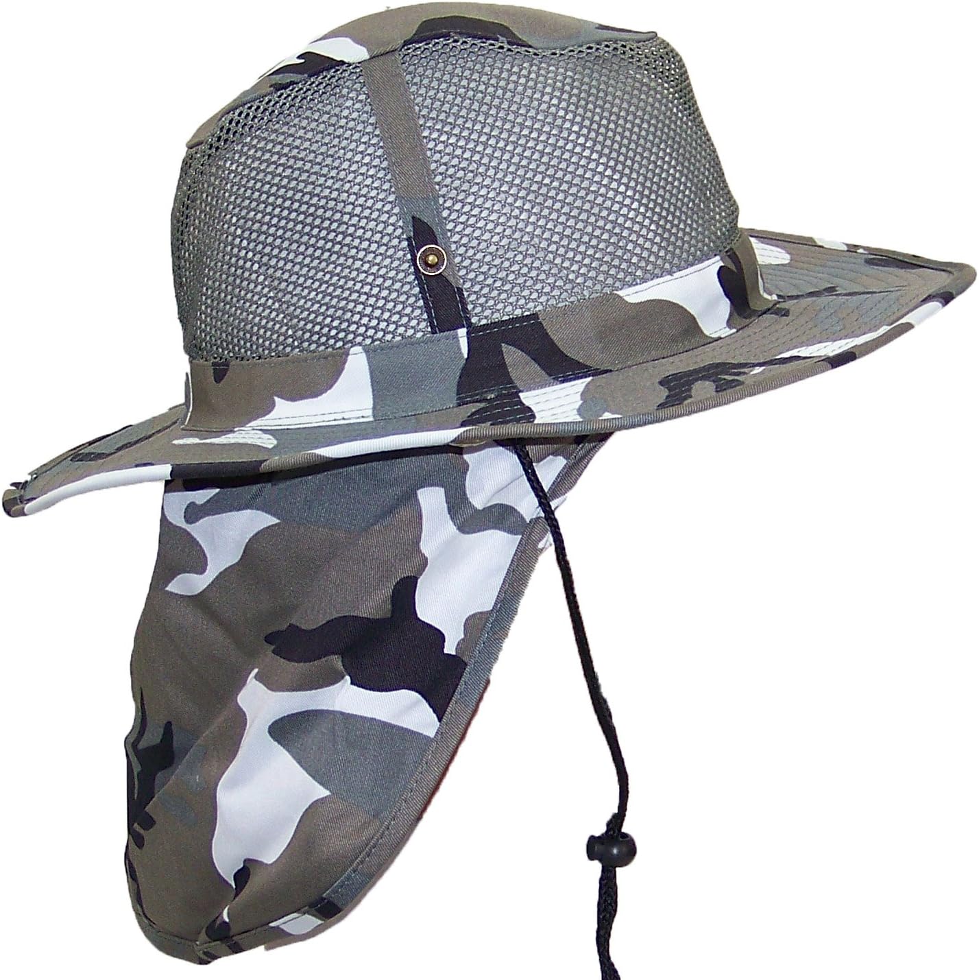 Tropic HatsSummer Wide Brim Mesh Safari/Outback W/Neck Flap & Snap Up Sides