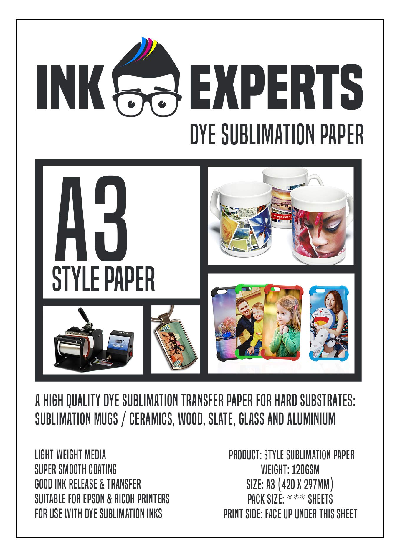 Ink Experts Style A3 Sublimation Paper 120gsm (100)