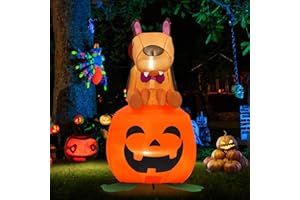 Infleasjoiy 4ft Vampire Beaver Sitting on Pumpkin Halloween Inflatable Outdoor Decoration, Courtyard Decoration with LED Lights, for Outdoor Lawn, Garden, Family Vacation Party