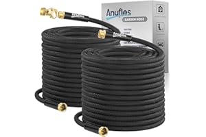 Anufles Garden Hose 100FT, Lightweight 3-Layer PVC Flexible Water Hose, No Kink, Leak-Resistant, High-Pressure with Metal Fittings, Durable for Outdoor, Gardening, Washing Cars, Easy to Store