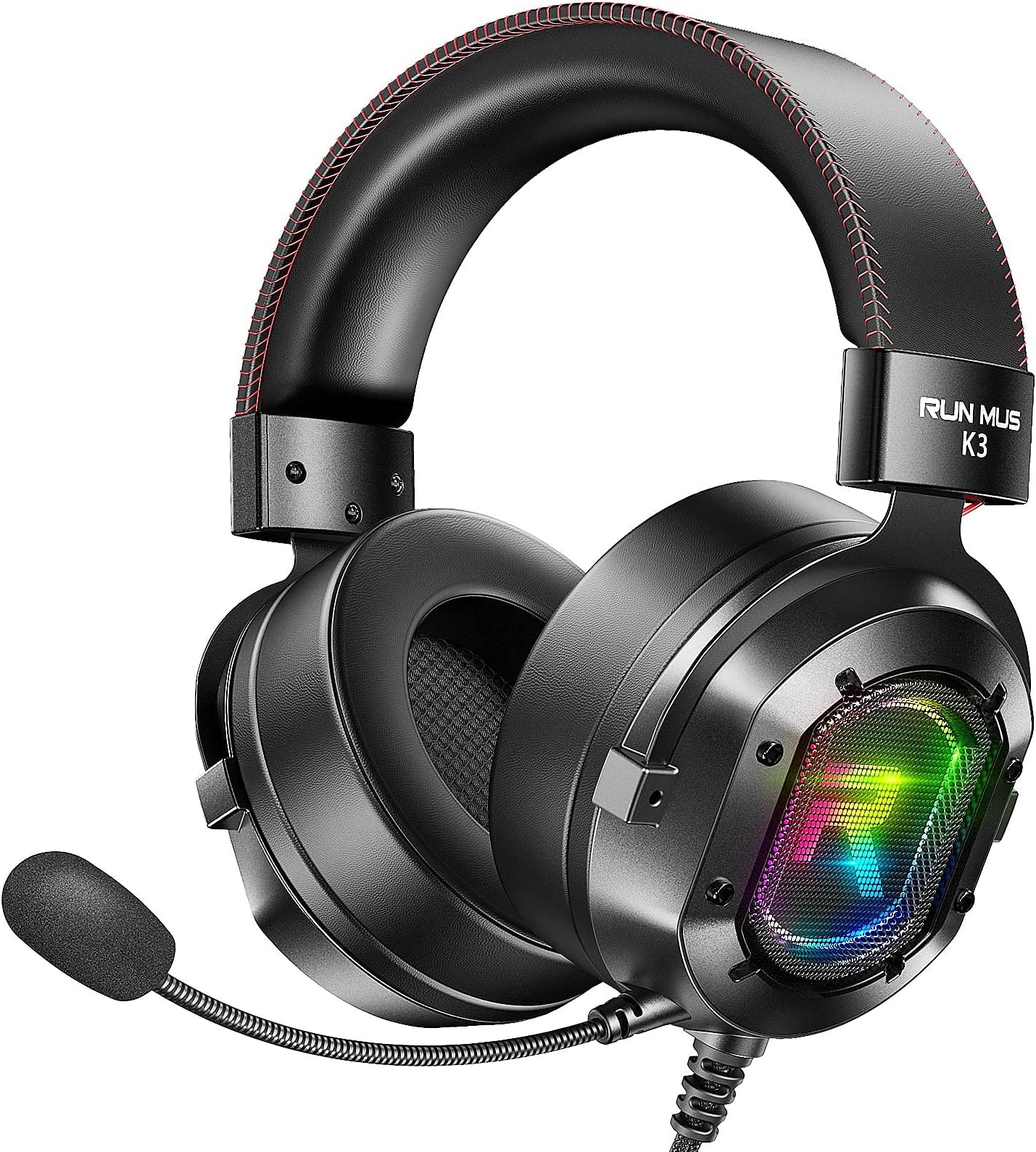 RUNMUS Gaming Headset PS4 Headset Xbox One Headset with 7.1 Surround Sound, Noise Canceling Mic & LED Light, Compatible with Xbox One, PS3, PS4, PS5, PC, Nintendo Switch, Game Boy