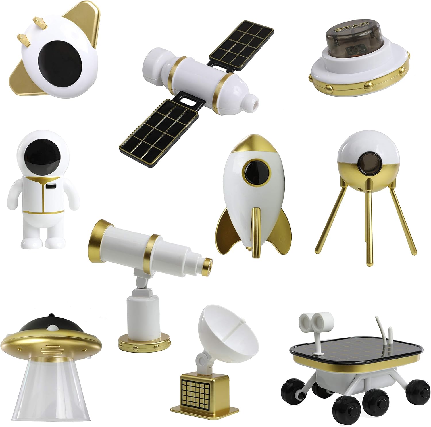 Top Right Toys Space Shuttle Astronaut Rocket Toys Spaceship Set, Rocket Ship Astro Solar Playset for Kids (10 Pieces)