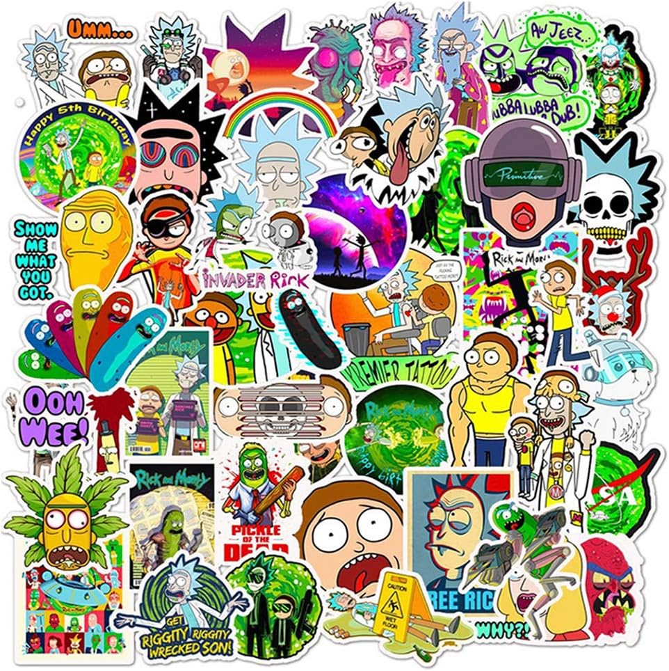 50pcs Cartoon Rick and Morty Sticker Waterproof Skateboard Suitcase Motorcycle Guitar Girl Funny Graffiti Sticker Kid Toy
