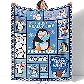XSMEI Penguin Throw Blanket, Cute Animal Collage Design, Soft Cozy Fleece Blanket for Couch Bed, 40 x 50 Inches