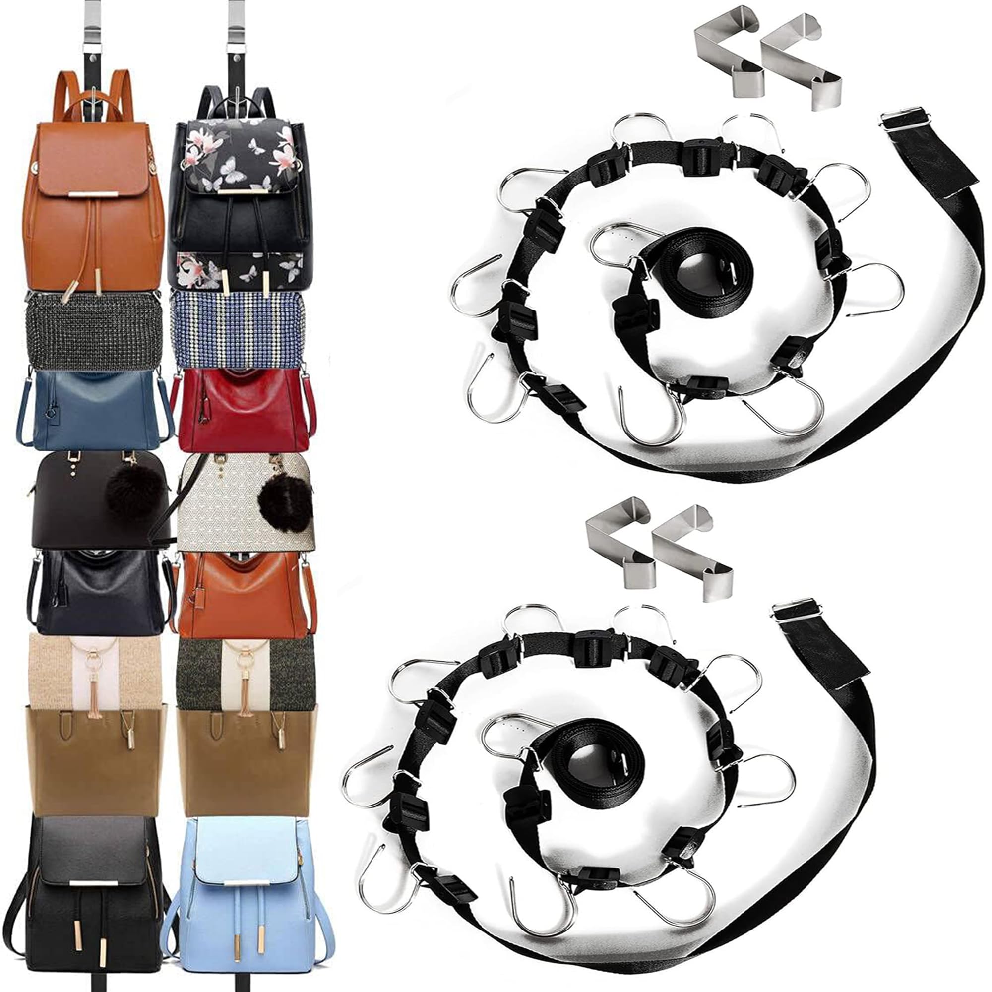 IZUS Bag-Organizer-Holder Purse Hanger - 20 Hooks for Closet and Door 2Pcs (Rack for Handbags/2 pcs Hold 20 Bags)