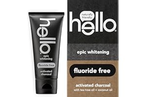 hello Activated Charcoal Epic Whitening Fluoride Free Toothpaste, Fresh Mint + Coconut Oil, Vegan & SLS Free