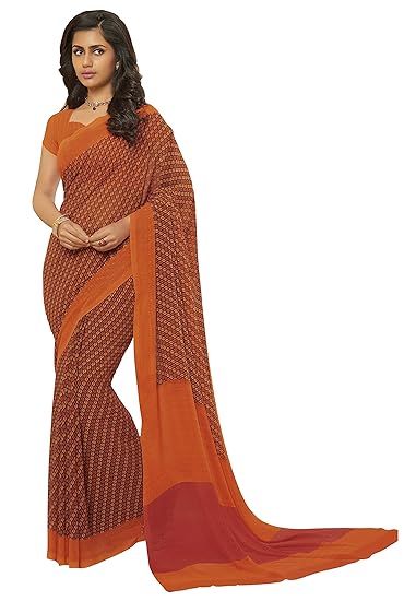 Womens Multi-Coloured Georgette Printed Saree And Blouse Material_RKSCSU35107