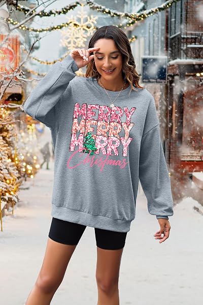 Cute Christmas Sweatshirt For Women – Long Sleeve Crewneck With Fun Holiday Saying