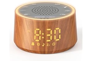 Dreamegg Baby Sound Machine with Nursery Lamp, 25 Soothing Sounds, Alarm Clock, Dimmable Night Light, White Noise Machine for Sleep Sound Machine, Baby Shower Gifts Must Haves, Wood