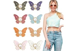 GEEHUA 8Pcs Adjustable Pant Waist Tightener, Detachable Butterfly Button Clips No-Sew Instant Waist Buckles Pins Decorative Pant Knots for Women GIrls Loose Jeans Pants Skirts