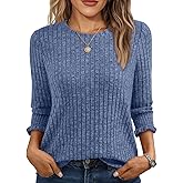 AUTOMET Womens 3/4 Sleeve Tops T Shirts Summer Sweater Round Neck Casual Top Ladies Tops Business Casual Blouses