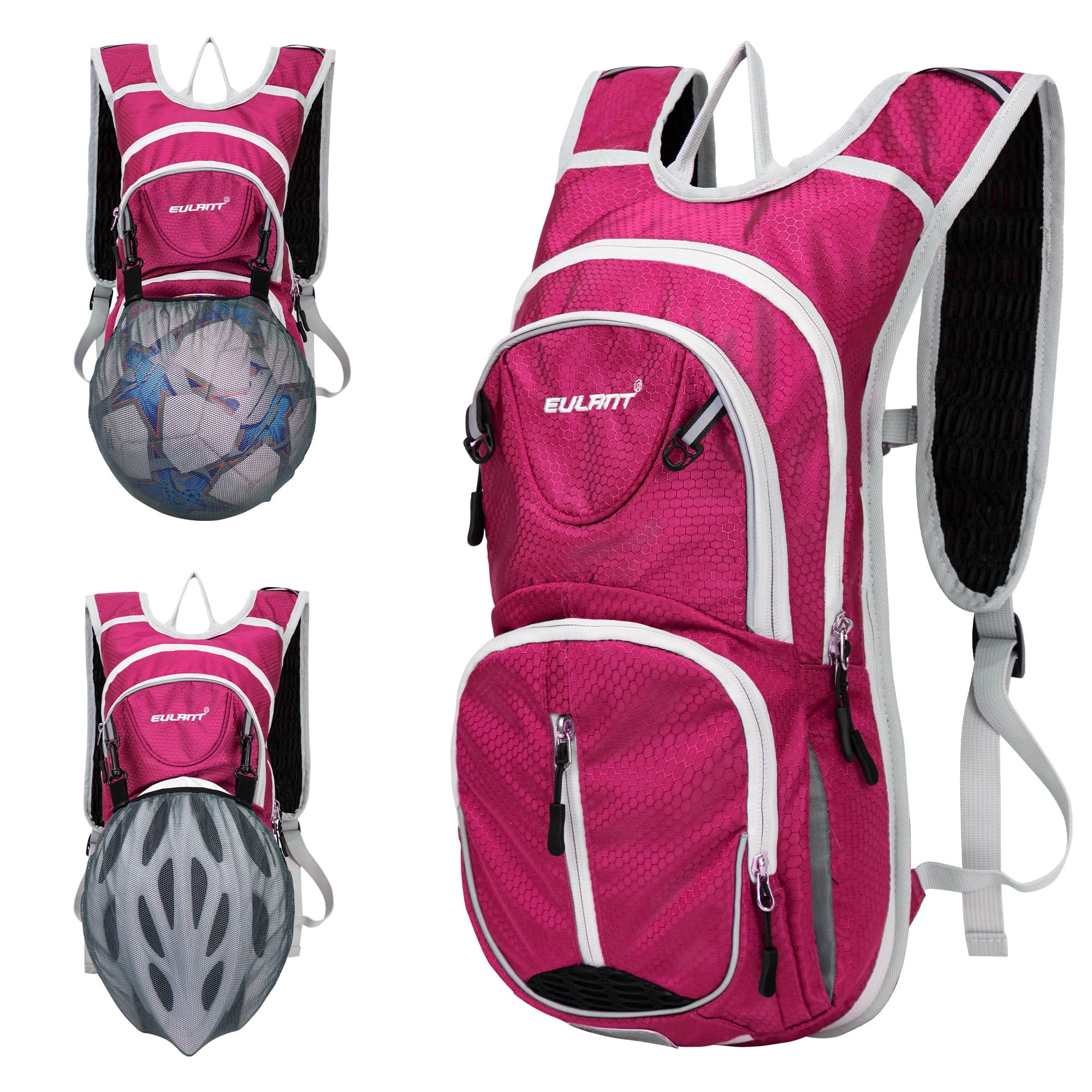 EULANT Small Bike Backpack,Waterproof Cycle Hydration Rucksack,Bicycle Insulating Backpack for Cycling MTB Hiking Walking Running Climbing,Reflective Stripes & Water Bladder Supported,Rose Red