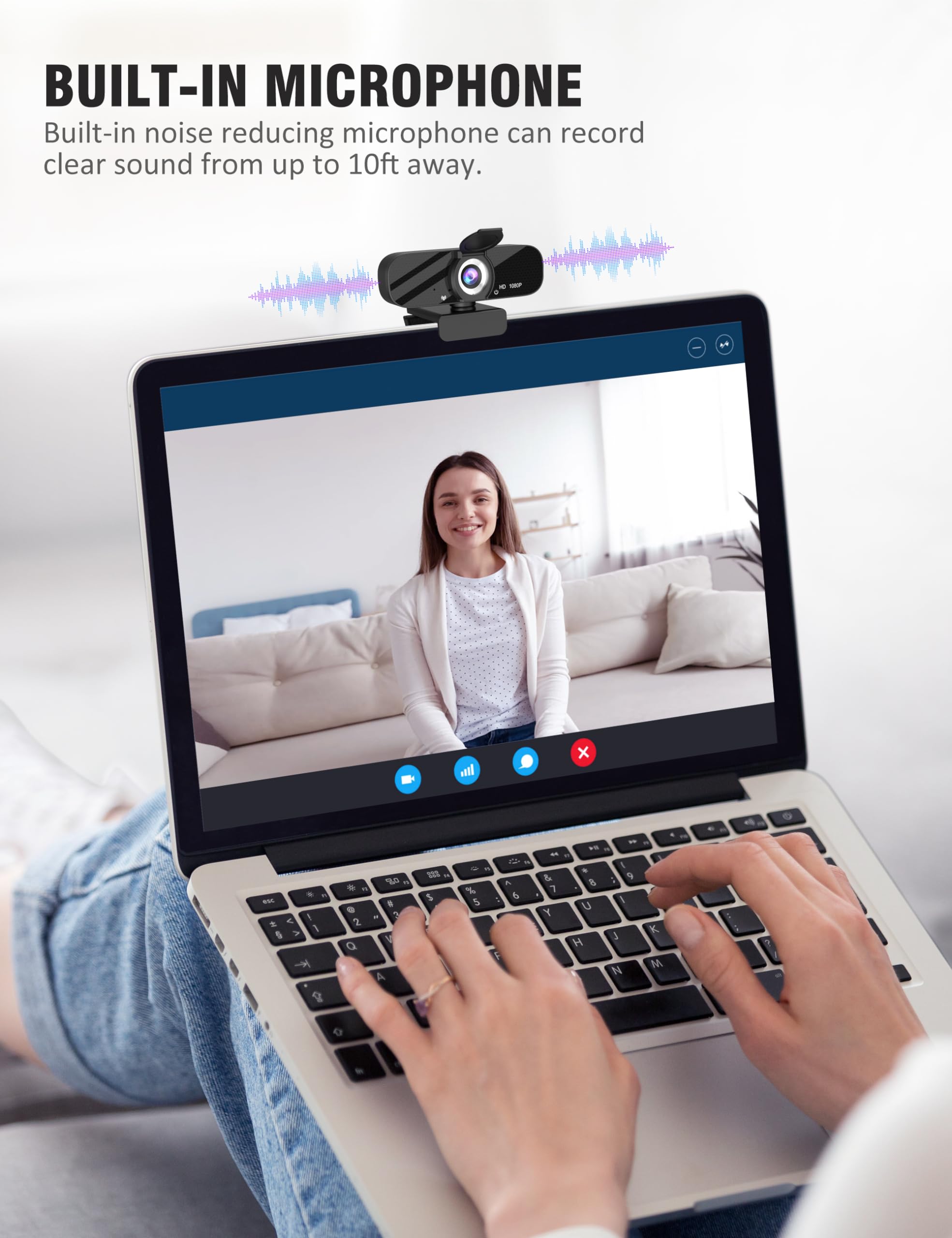 Gohero Full HD 1080P Video Webcam and Wide Angle Camera with Built-in Microphone and Rotatable Tripod,for Laptop Computer or Desktop PC,Great for Live Streaming.Calls.Video Conferencing(Black)-1