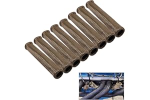 STEVENCA SWZHAI 8 Pcs Spark Plug Wire Heat Shield, Titanium Spark Plug Wire Boots 2500° High Temp Heat Tape Protection, 6 Inches Heat Shield Protector Sleeve for Car Truck (Titanium)