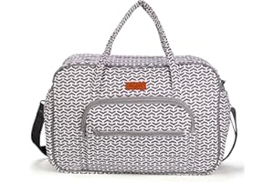 Hanfetch Yarn Storage Organizer, Knitting Crossbody Bag, Large Crochet Tote Bag Yarn Holder Case for Carrying Projects, Knitting Needles, Crochet Hooks and Other Accessories (Gray-Arrow)