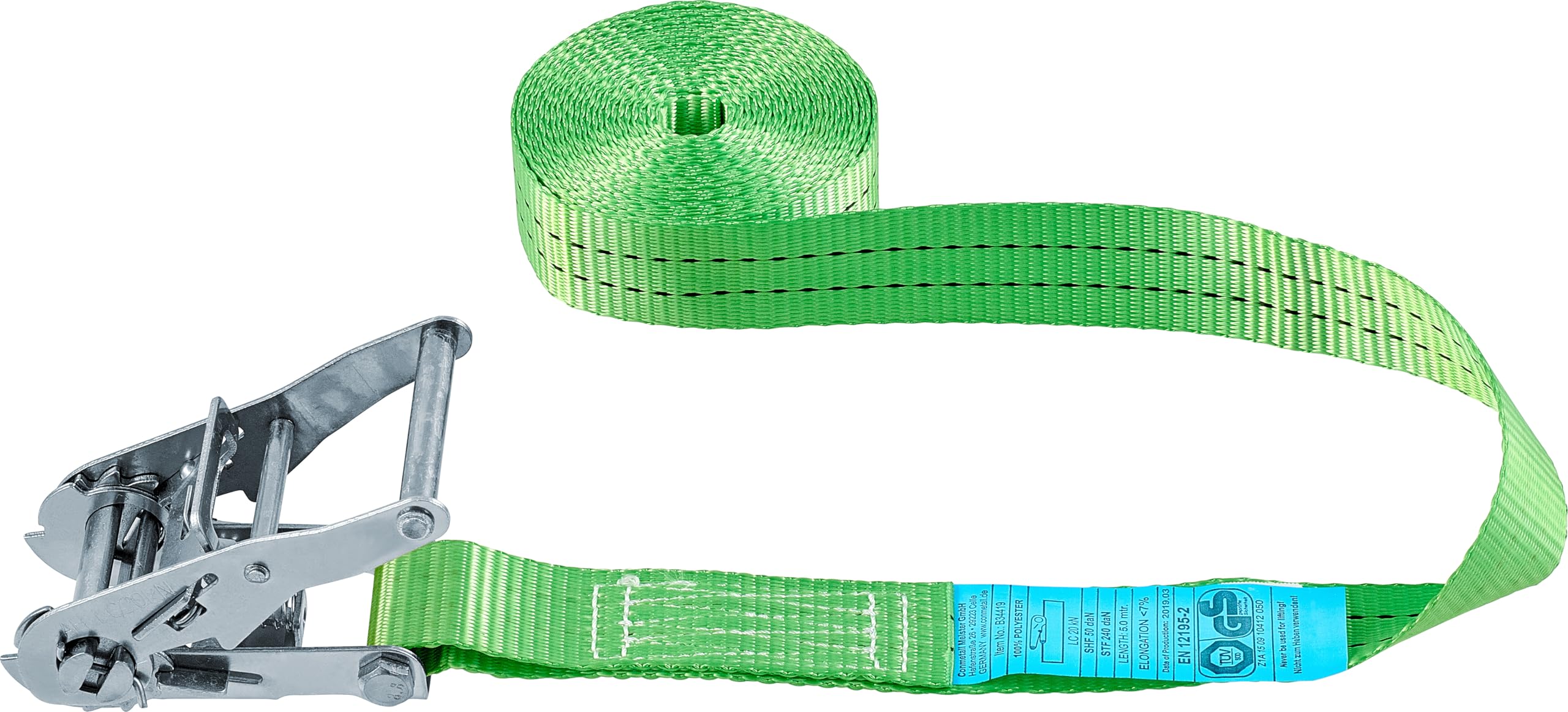 CONNEX B34419 Lashing Strap 5mx35mm 2000kg Ratch, 5 m x 38 mm