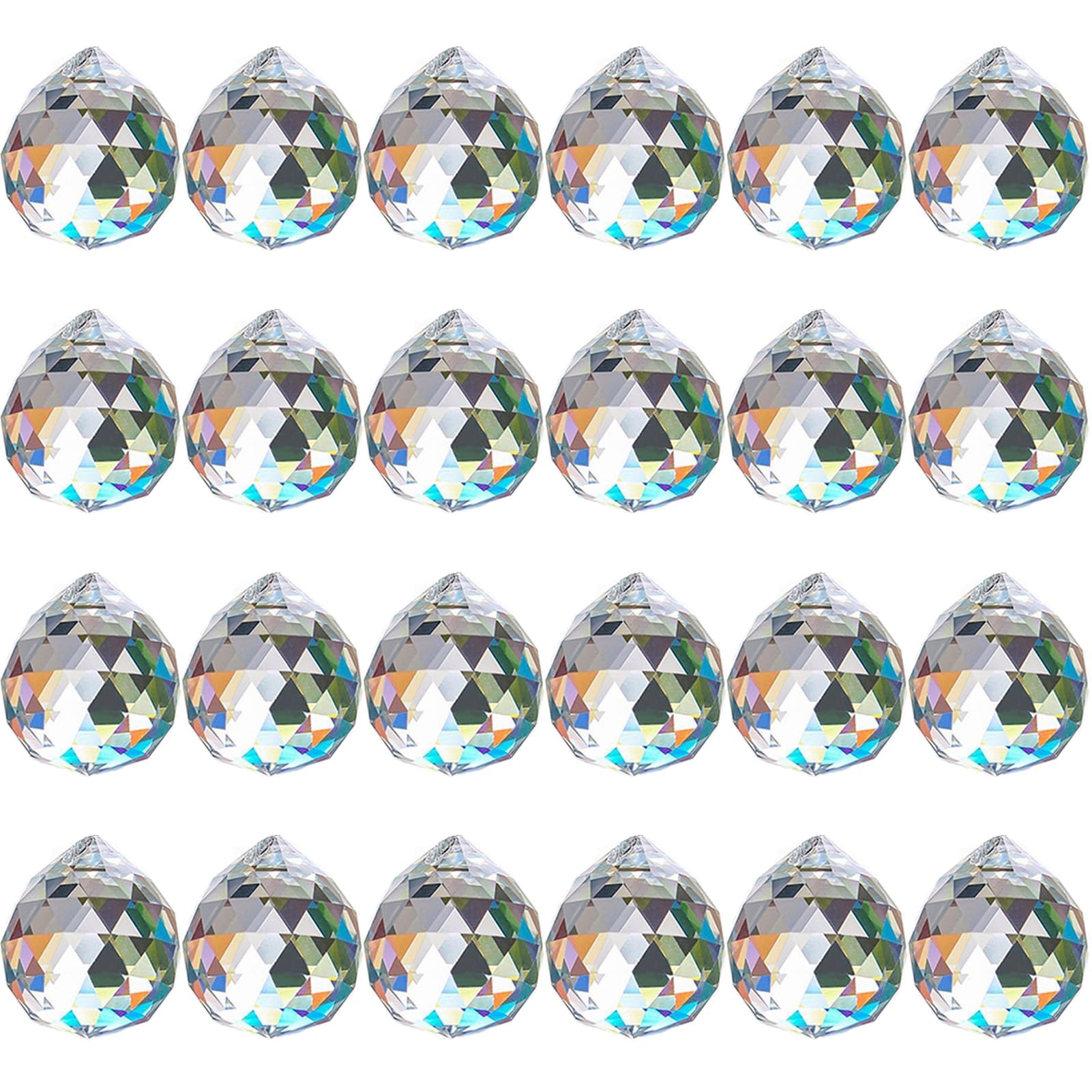ToBeIT 24 x Crystal Sun Catchers Conjures Light Reflections Decorative Pendant Sun Catcher Decorative Pendants Crystal Rainbow for Garden Decoration / Home (G-24 Pieces)