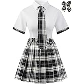 MZRFYTZ Women School Girl Outfits Set School Girl Costume Top With Mini Pleated Skirt