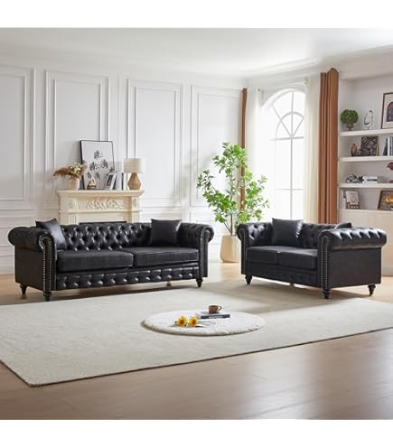 Amazon.com: 2 Piece Living Room Sofa Set,High-tech Fabric Button