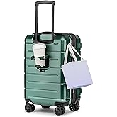 KYME Carry On Luggage 22x14x9 Airline Approved Expandable Hardshell 20 Inch Suitcase with TSA Lock Carry On Suitcase with Wheels Small Travel Rolling Luggage with Cup Holder for Men Women Green