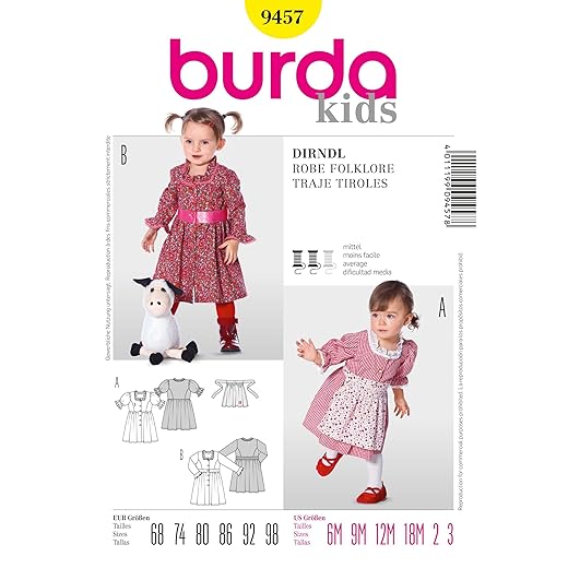 Burda Schnittmuster Dirndlkleid mit Schürze (68-98)