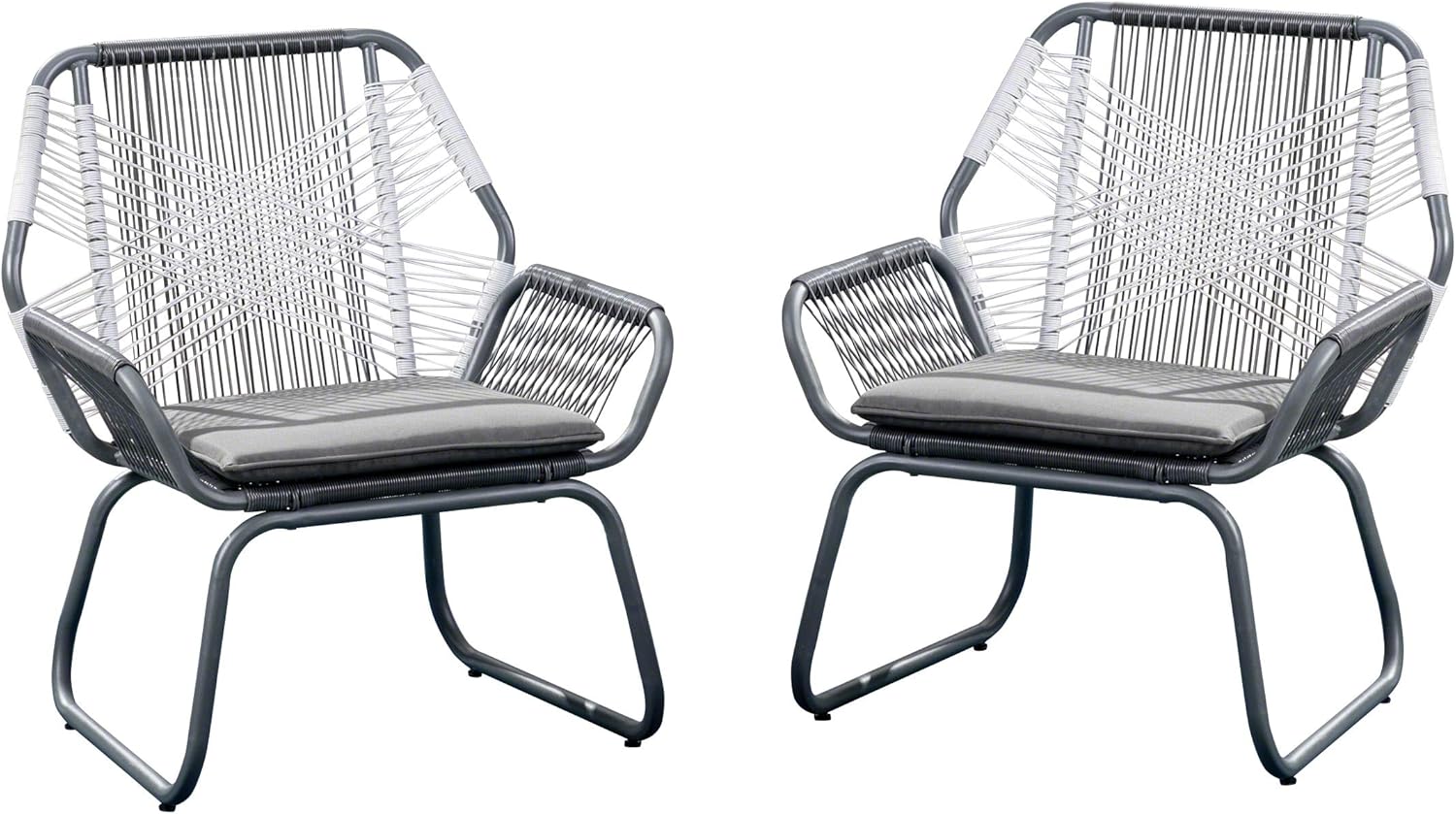 Christopher Knight Home 305086 Lydia Outdoor Wicker Club Chair (Set of 2), Gray/White/Gray : Garden & Outdoor