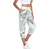 MISS MOLY Women's Cargo Capris Travel Pants Button Decor Summer Loose Harem Sweatpants Stylish Soft with Pockets