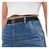 Women Elastic Belts for Jeans No Show Black Stretch