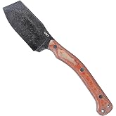CRKT Razel Nax Utility Fixed Blade Knife with Sheath, Brown, 2014 | 4.29" Cleaver Blade, 1075 Carbon Steel Steel for Edge Retention, Kydex Sheath with Mounting Options, Micarta Handle