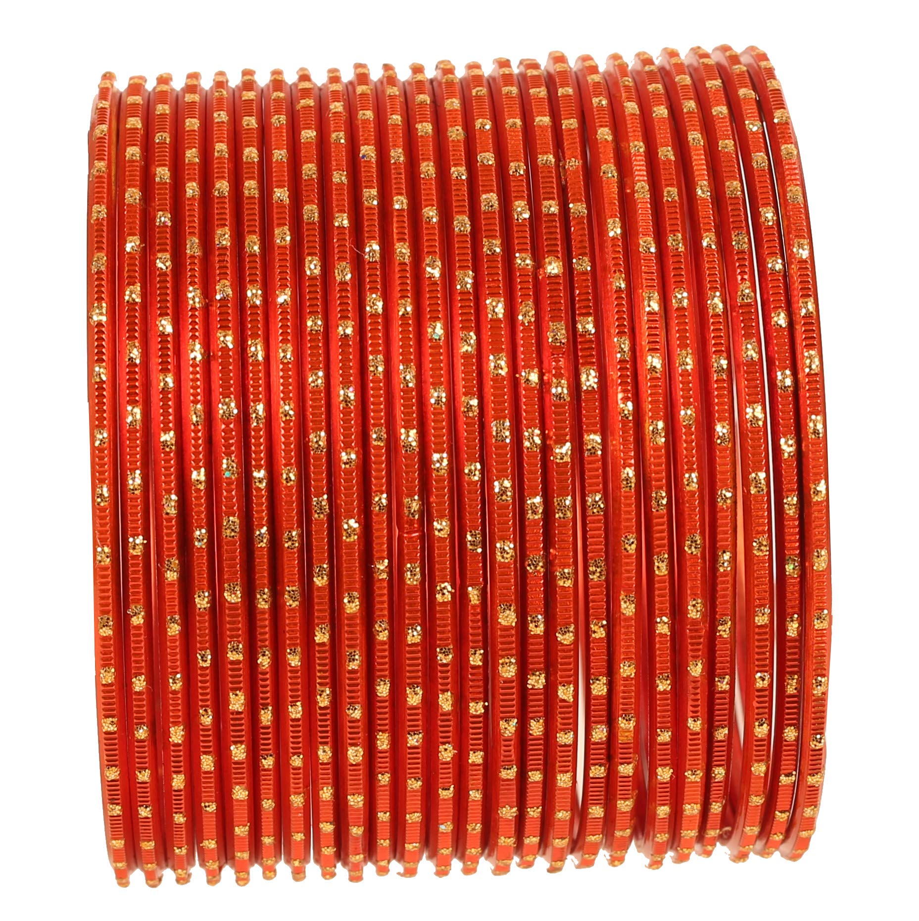 Touchstone "Colorful 2 Dozen Bangle Collection Indian Bollywood Alloy Metal Textured Light Orange Designer Jewelry Special Large Size Bangle Bracelets Set of 24 in Antique Gold Tone for Women