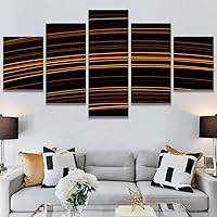 SIGNWIN 5 Panel Canvas Wall Art Modern Art Abstract Closeup Geometric Lights Mixed Media Modern Multicolor for Home Decorations Ready to Hang - 60