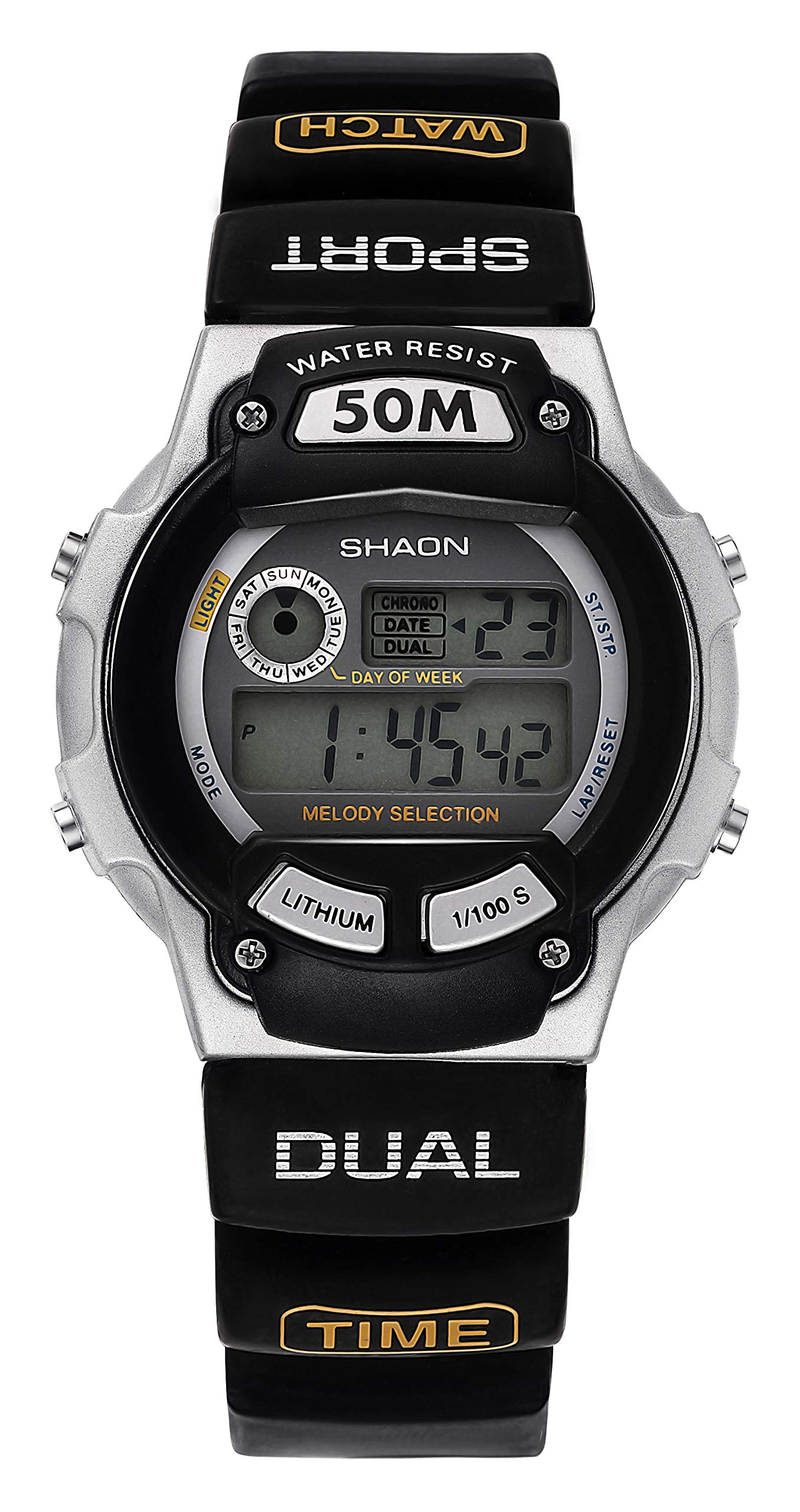 SHAON Men Digital Quartz Watch with Rubber Strap 39-6020-44