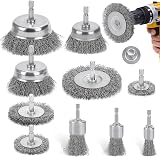 DazSpirit 10 Pcs Wire Brush Set for Drill Brass-Coated Hex Shank 6mm