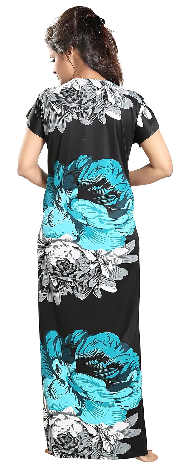 noty women's satin designer nighty - floral print